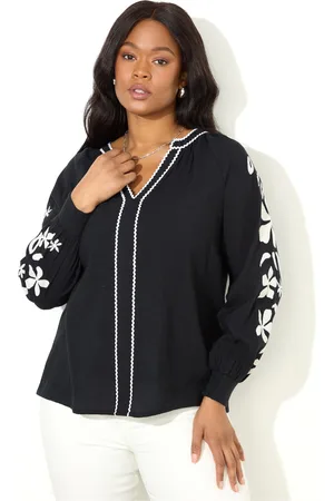 Live Unlimited London Curve Broderet afslappet bluse54