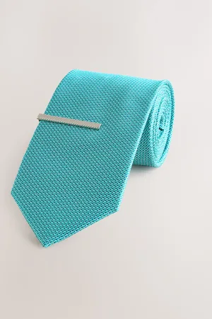 Next Textured Tie with Tie Cliponesize