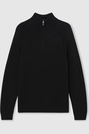 Reiss Roberts Wool-Blend Ridge-Seam Half-Zip TrøjeMiddel