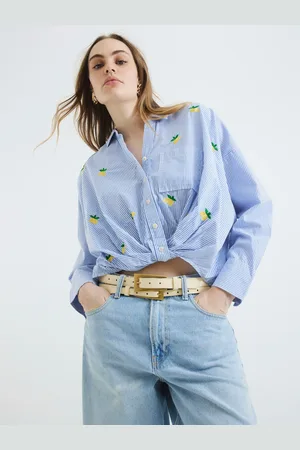 River Island Lemon Stripe Printed 100% Cotton Shirt44