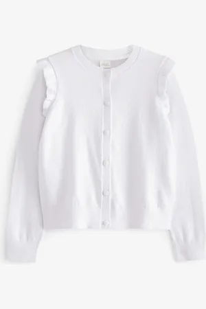 Next Cotton Rich Frill Shoulder School Cardigan (3-16yrs)10 år (140cm)