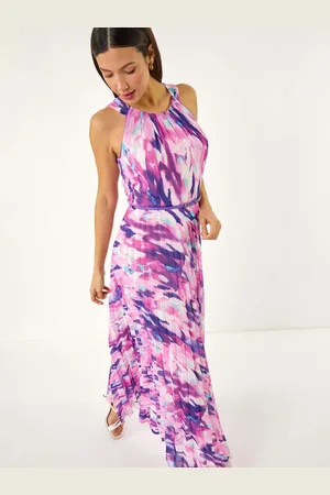 Roman Blurred Print Pleated Maxi Dress40