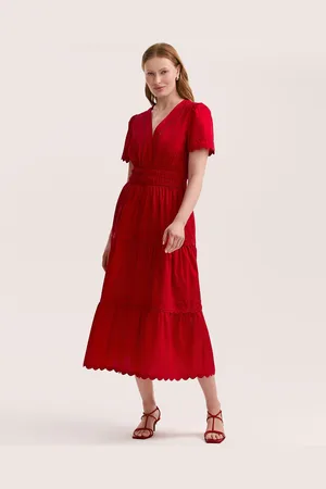 Finery London Wren Cotton Ric Rac Detail Tiered Midi Dress52