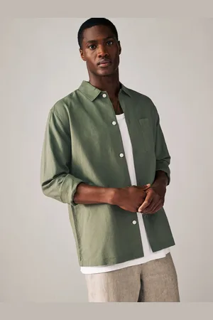 Next Cotton Linen Blend Long Sleeve Shirt