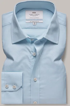 Hawes & Curtis Slim Blue Poplin 100% Cotton Shirt41cm R (UK 16 R)