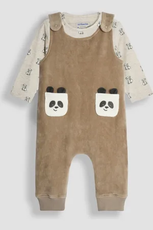 JoJo Maman Bébé Panda Applique Pocket Dungarees And Top Set12 - 18 måneder (80 - 86cm)