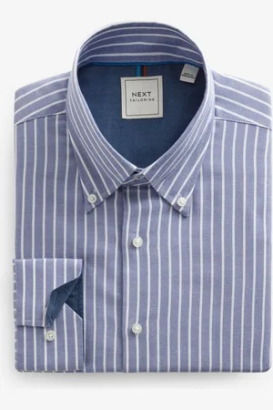 Next Regular Fit Easy Care Long Sleeve Single Cuff Royal Oxford Shirt38cm R (UK 15 R)