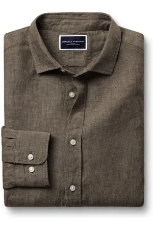 Charles Tyrwhitt Slim Fit Plain Kortærmet Pure 100% Hør SkjorterXL