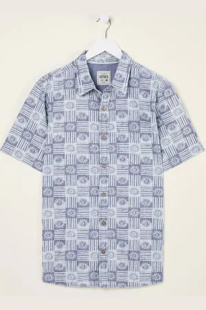 Fat Face FatFace Short Sleeve Sun Print 100% Cotton ShirtX-Large Regular