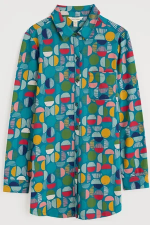 Seasalt Cornwall Dove Plant Jersey Button Through Shirt
