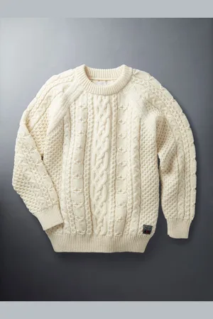 Aubin Grey Westport Aran Wool Crew Neck JumperXXL