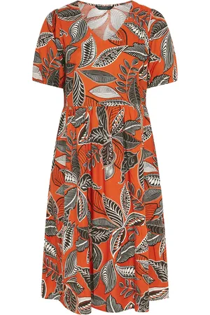 Evans Curve Tropical Print Linen Dress54-56