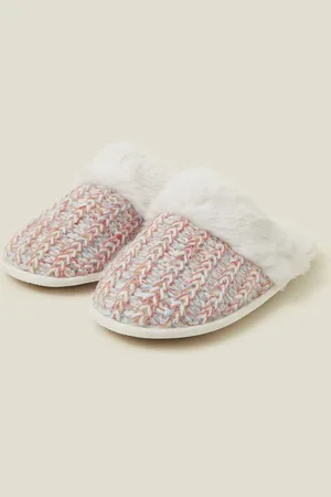 Accessorize Faux Fur Knit Mules SlippersM