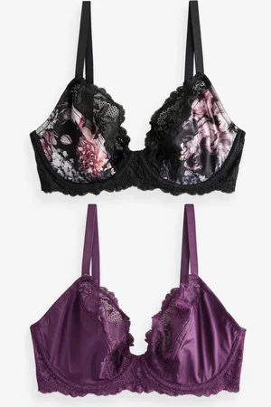Next DD+ Non Pad Wired Plunge Microfibre Lace Bras 2 Pack75H