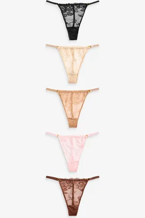 Boux Avenue Naturlig Cora 100% Bomuld Kammusling Lace Thong 5 Pakke40