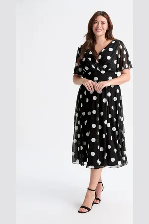 Scarlett & Jo Victoria Ikat Print Angel Sleeve Mesh Midi Dress42