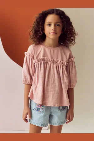 Next 100% Cotton Puff Sleeve Peplum T-Shirt (3-16yrs)128134cm