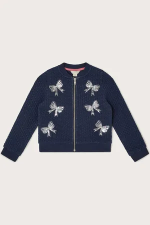 Monsoon Pailletter Sløjfe Bomber Jakke9 - 10 år (134 - 140cm)