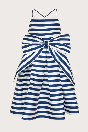 Monsoon Stripe Bow Strappy Twill Dress128134cm