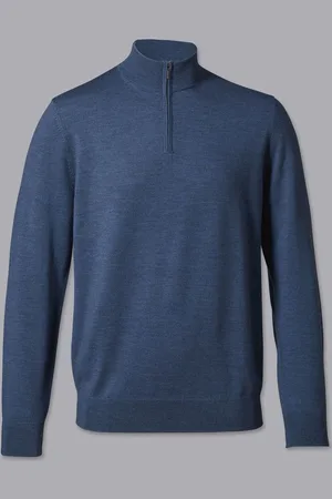 Charles Tyrwhitt Pure Merino Quarter Zip TrøjeL