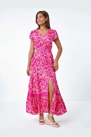 Roman Abstract Print Shirred Waist Maxi Dress38
