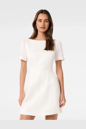 Forever New Simone Bow Back Mini Dress with a Touch of Linen42