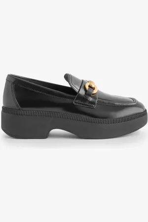FitFlop F-Luma Chunky-Snaffle Box-Leather D/Wedge Black Loafers