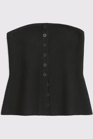 Abercrombie & Fitch Strapless Button Through Knitted Tube Topmedium