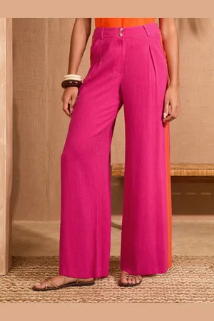 Love & Roses Side Stripe Trousers With Linen Wide Leg