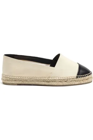 Castaner Cream Sflat Slip-On Leather Toe Espadrille