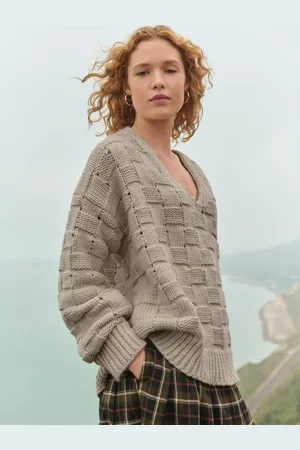 Next Waffle Stitch V-Neck Knitted Jumper with WoolXS Reg