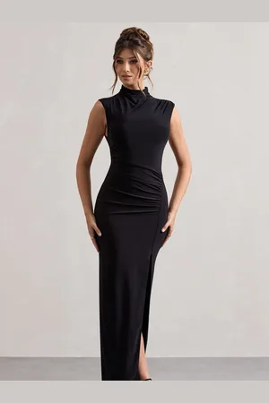 Club L Lanetta Ruched High-Neck Maxi Dress With Split40