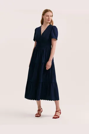 Finery London Wren Cotton Ric Rac Detail Tiered Midi Dress52