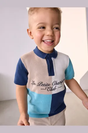 Next 100% Cotton Hotchpotch Short Sleeve Knitted Polo Shirt (3mths-7yrs)9 - 12 måneder (74 - 80cm)