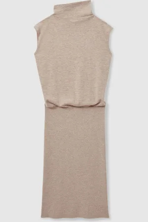 Reiss Hester Knitted Wool-Cashmere Blouson Top Midi DressS