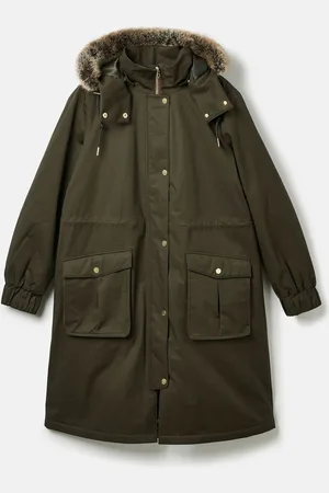 Joules Harpsden Cosy Waterproof Fleece Lined Raincoat with Faux Fur Hood40