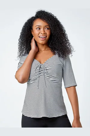 Roman Stripe Ruched Stretch Top36