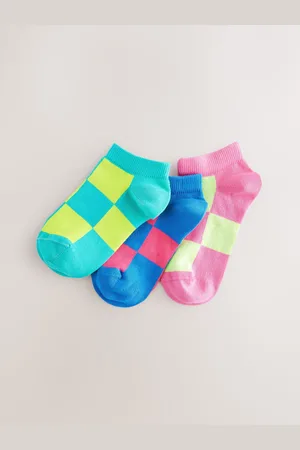 Next Cotton Rich Checkerborad Trainers Socks 3 PacksUK 6 - 8.5