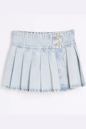 River Island Girls Denim Pleated 100% Cotton Shorts110116cm