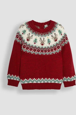 JoJo Maman Bébé Christmas Reindeer Fair Isle Jumper6 - 7 år (116 - 122cm)