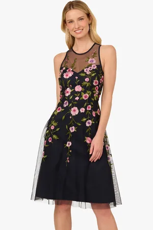 Adrianna Papell Black Bead Embroidery Dress44