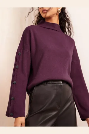 Friends Like These Flute Sleeve Button Højhalset Strik Trøje48