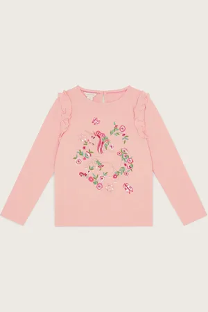 Monsoon 100% Cotton Embellished Unicorn Long Sleeve Top7 - 8 år (122 - 128cm)