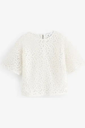 Next Boxy Blomster Mesh Kortærmet Top48