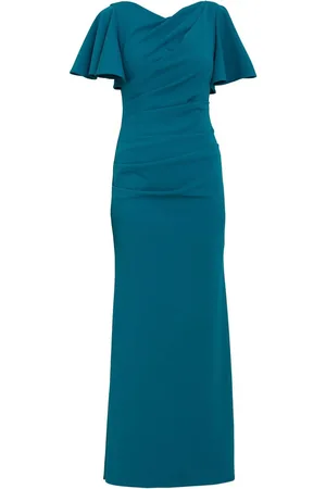 Gina Bacconi Blue Portia Crepe Maxi Dress48