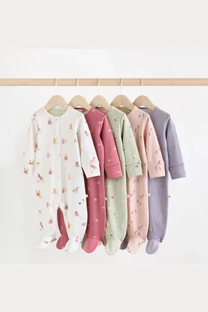 Next Baby Footed Cotton Sleepsuits 5 Pack (0-2yrs)5lb (44cm)