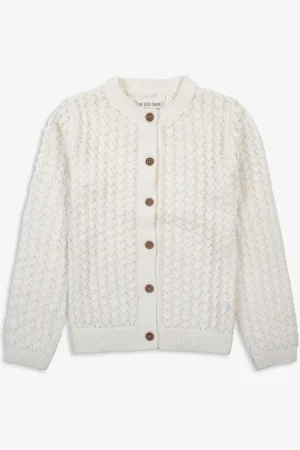 The Little Tailor Kids Cream 100% Cotton Scallop Design Pointelle Cardigan116122cm