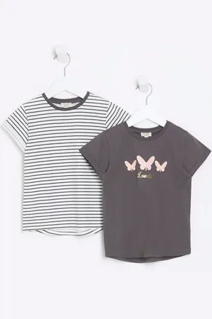 River Island Mini Piger 100% Bomuld Stribet T-shirt 2 Pakke4 - 5 år (104 - 110cm)