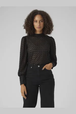 VERO MODA High Neck Lace Sheer Blouse36