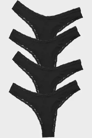 Stripe & Stare Thong Knickers 4 PakkeMiddel